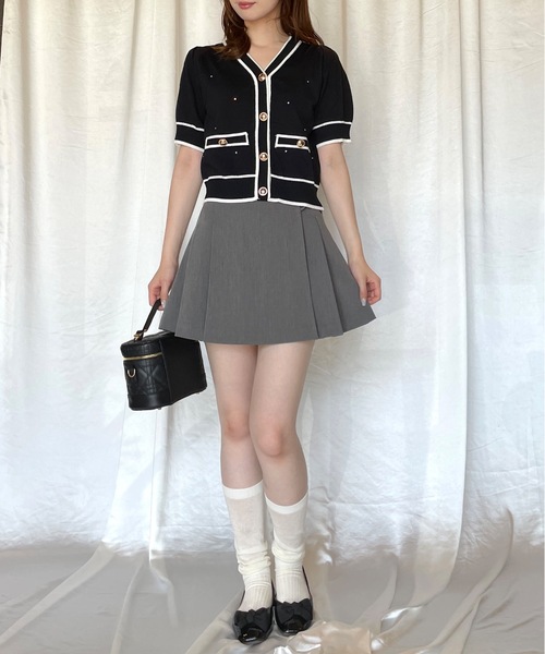 TORTE（トルテ）の「配色ラインボタン半袖ニットカーディガン（ニット/セーター・レディース・ブルー/ブラック/ピンク/ホワイト・FREE）」の12枚目の写真