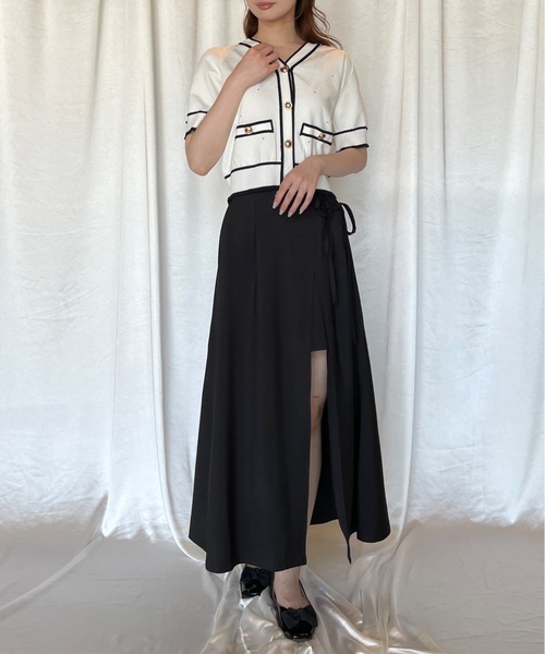 TORTE（トルテ）の「配色ラインボタン半袖ニットカーディガン（ニット/セーター・レディース・ブルー/ブラック/ピンク/ホワイト・FREE）」の7枚目の写真