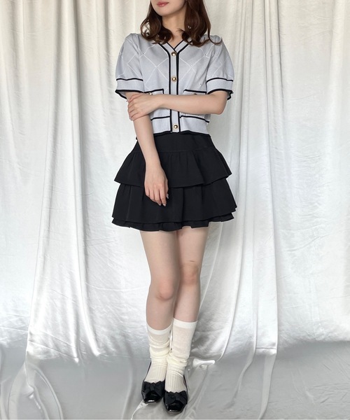 TORTE（トルテ）の「配色ラインボタン半袖ニットカーディガン（ニット/セーター・レディース・ブルー/ブラック/ピンク/ホワイト・FREE）」の17枚目の写真