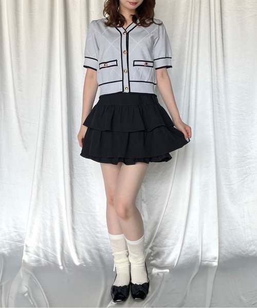 TORTE（トルテ）の「配色ラインボタン半袖ニットカーディガン（ニット/セーター・レディース・ブルー/ブラック/ピンク/ホワイト・FREE）」の19枚目の写真