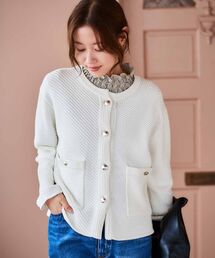 変わり編みニットジャケット