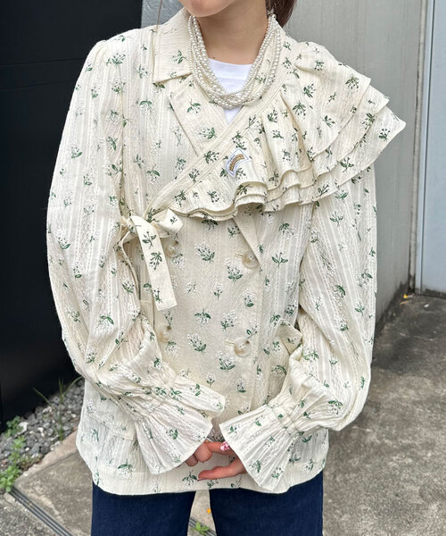 HELLO.SANFRANCISCO（ハローサンフランシスコ）の「【HELLO.SANFRANCISCO/ハローサンフランシスコ】フラワープリントマルチウェイフリルベルト（付け襟・レディース・アイボリー・ONE SIZE）」の11枚目の写真