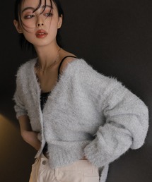 ラメフェザーVショートカーディガン