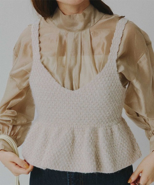 titivate（ティティベイト）の「ペプラムニットビスチェ（キャミソール・レディース・杢グレー/ブラック/ライトベージュ・FREE）」の9枚目の写真