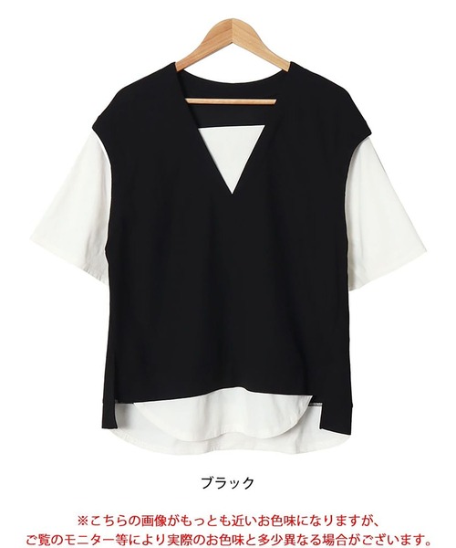 GOLDJAPAN(ゴールドジャパン)の「ワッフルベストフェイクレイヤードプルオーバー(Tシャツ/カットソー・レディース・ブラック・LL/3L/4L/5L)」の5枚目の写真
