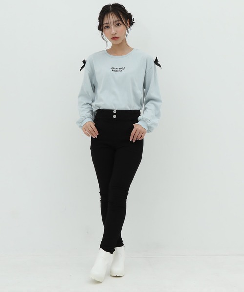 PINKHUNT ピンクハント 袖リボン付き ロンT 9876K（Tシャツ