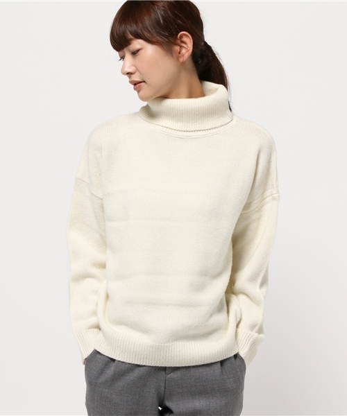 koe（コエ）の「縮絨ニットタートルネックプルオーバー（ニット/セーター・レディース・オフホワイト/グレー/ブラック・MEDIUM/LARGE/SMALL）」の2枚目の写真