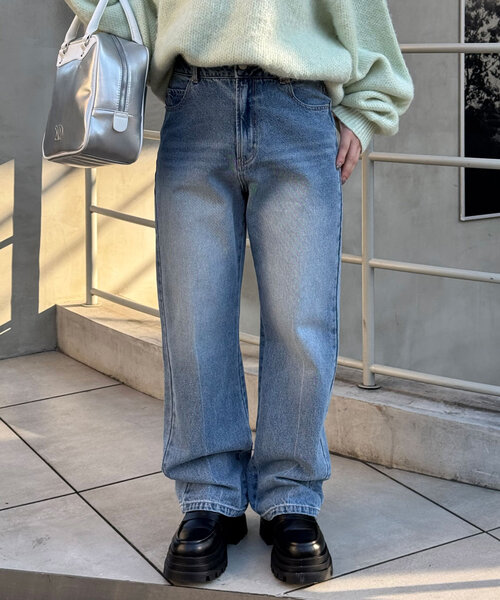 CIAOPANIC（チャオパニック）の「【cian denim/シアンデニム】ハイライズストレートデニム（デニムパンツ・レディース・ブルー/インディゴブルー・MEDIUM/X-SMALL/SMALL）」の3枚目の写真