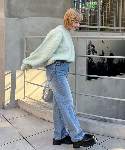 CIAOPANIC（チャオパニック）の「【cian denim/シアンデニム】ハイライズストレートデニム（デニムパンツ・レディース・ブルー/インディゴブルー・MEDIUM/X-SMALL/SMALL）」の5枚目の写真