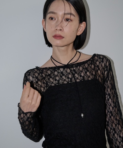 Shelly island(シェリーアイランド)の「レースシアートップス(Tシャツ/カットソー・レディース・ブラック/ホワイト/グリーン・FREE)」の13枚目の写真