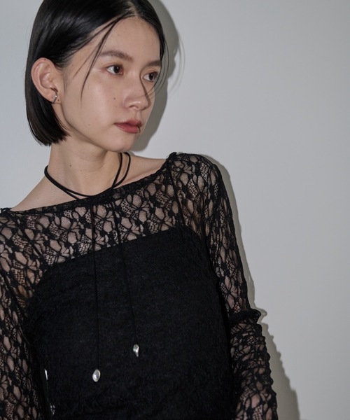 Shelly island(シェリーアイランド)の「レースシアートップス(Tシャツ/カットソー・レディース・ブラック/ホワイト/グリーン・FREE)」の14枚目の写真