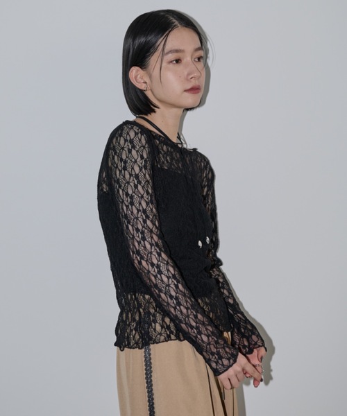 Shelly island(シェリーアイランド)の「レースシアートップス(Tシャツ/カットソー・レディース・ブラック/ホワイト/グリーン・FREE)」の20枚目の写真
