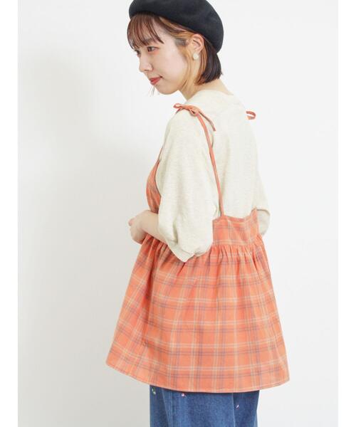 Samansa Mos2(サマンサ モスモス)の「チェック柄キャミブラウス(シャツ/ブラウス・レディース・オレンジ/チャコールグレー/キナリ・F)」の7枚目の写真