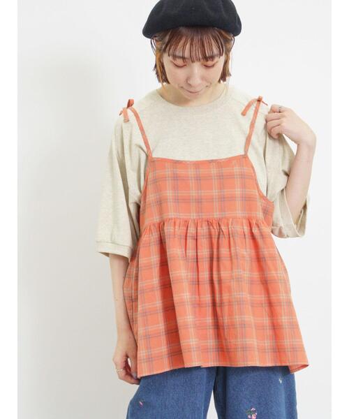 Samansa Mos2(サマンサ モスモス)の「チェック柄キャミブラウス(シャツ/ブラウス・レディース・オレンジ/チャコールグレー/キナリ・F)」の8枚目の写真