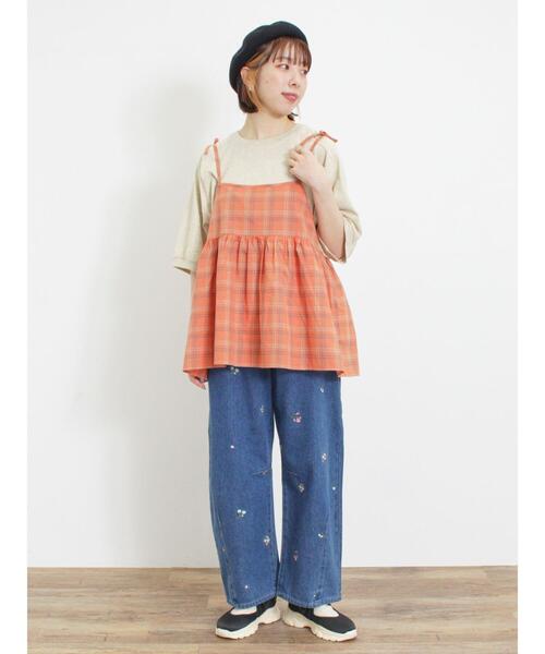 Samansa Mos2(サマンサ モスモス)の「チェック柄キャミブラウス(シャツ/ブラウス・レディース・オレンジ/チャコールグレー/キナリ・F)」の11枚目の写真