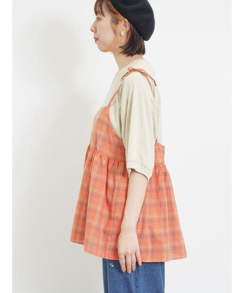 Samansa Mos2(サマンサ モスモス)の「チェック柄キャミブラウス(シャツ/ブラウス・レディース・オレンジ/チャコールグレー/キナリ・F)」の21枚目の写真
