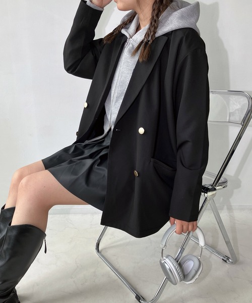 セール】◇ダブル金ボタンテーラードジャケット セットアップ可能