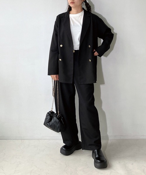 AS KNOW AS plus（アズノゥアズプラス）の「◇ダブル金ボタンテーラードジャケット　セットアップ可能（テーラードジャケット・レディース・ブラック/チャコールグレー/ブラウン系/グレー系/ブラウン・FREE）」の13枚目の写真