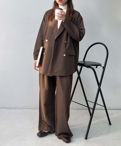 AS KNOW AS plus（アズノゥアズプラス）の「◇ダブル金ボタンテーラードジャケット　セットアップ可能（テーラードジャケット・レディース・ブラック/チャコールグレー/ブラウン系/グレー系/ブラウン・FREE）」の17枚目の写真