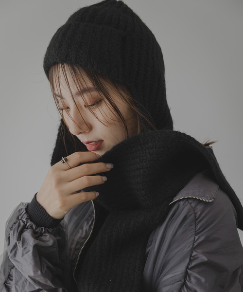 rectangle（レクタングル）の「マフラーフライトニットキャップ/フライトビーニー（ニットキャップ/ビーニー・レディース・アイボリー/ブラック/グレー/ベージュ・FREE）」の10枚目の写真