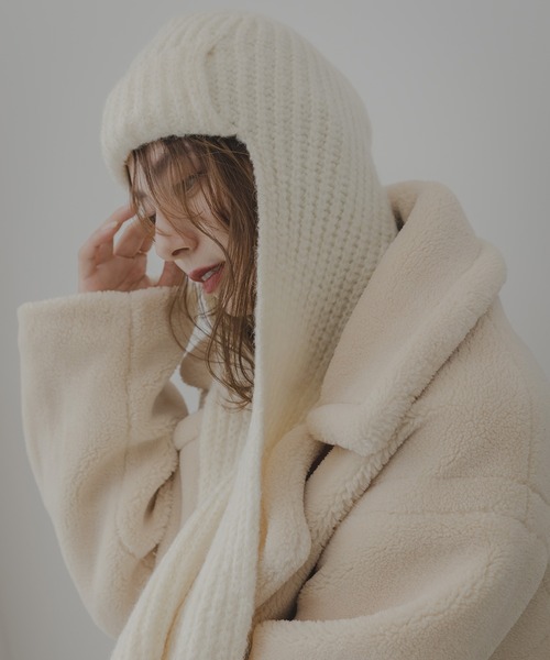 rectangle（レクタングル）の「マフラーフライトニットキャップ/フライトビーニー（ニットキャップ/ビーニー・レディース・アイボリー/ブラック/グレー/ベージュ・FREE）」の6枚目の写真