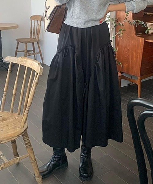 Vipoa(ヴィポア)の「ribbon flare skirt(スカート・レディース・ブラック/ホワイト・FREE)」の11枚目の写真