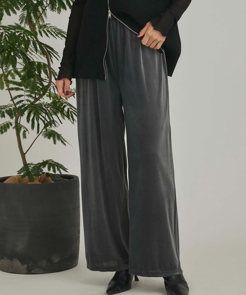 Edit Sheen(エディットシーン)の「ベロアワイドパンツ(その他パンツ・レディース・ブラック/チャコールグレー・M)」の1枚目の写真