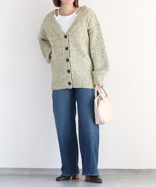 cepo（セポ）の「８色ミックスカラー Vネックカーディガン（カーディガン/ボレロ・レディース・ブルー/ピンク/グリーン・M）」の6枚目の写真