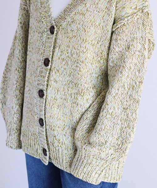 cepo（セポ）の「８色ミックスカラー Vネックカーディガン（カーディガン/ボレロ・レディース・ブルー/ピンク/グリーン・M）」の9枚目の写真