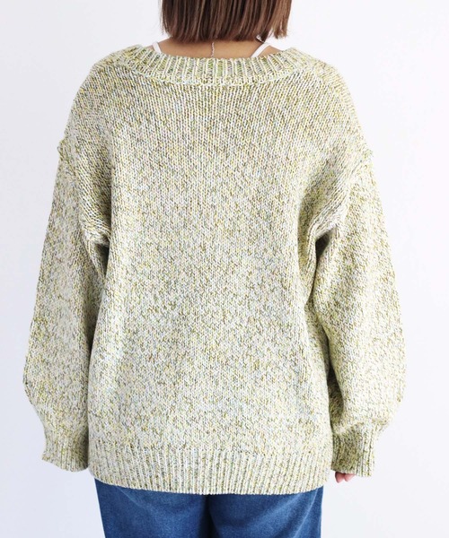 cepo（セポ）の「８色ミックスカラー Vネックカーディガン（カーディガン/ボレロ・レディース・ブルー/ピンク/グリーン・M）」の8枚目の写真