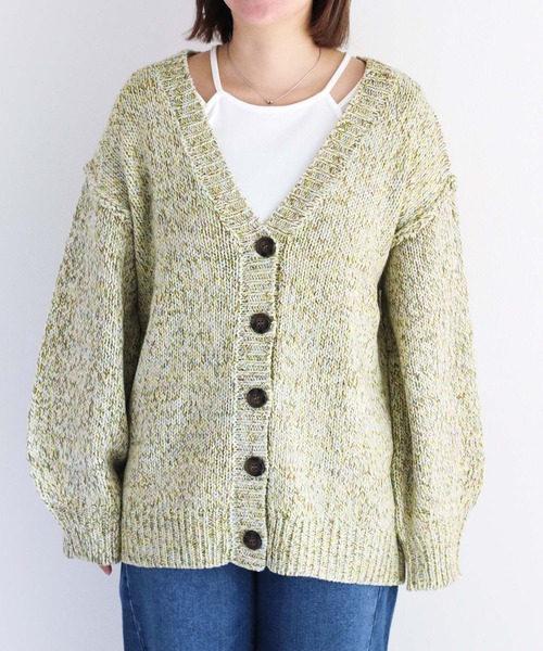 cepo（セポ）の「８色ミックスカラー Vネックカーディガン（カーディガン/ボレロ・レディース・ブルー/ピンク/グリーン・M）」の7枚目の写真