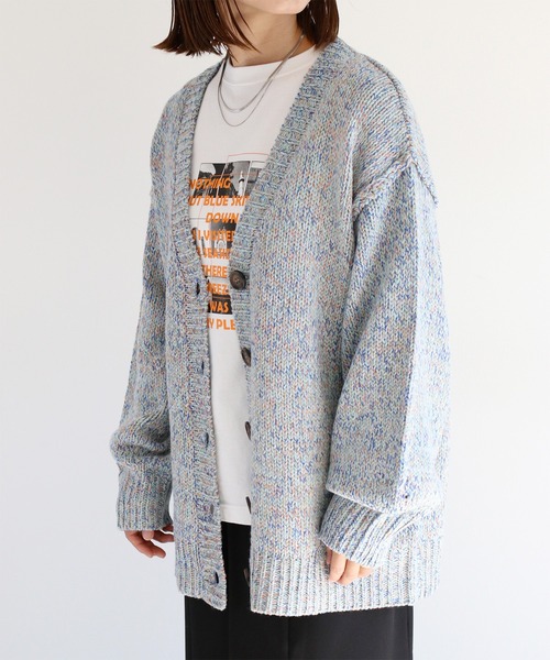 cepo（セポ）の「８色ミックスカラー Vネックカーディガン（カーディガン/ボレロ・レディース・ブルー/ピンク/グリーン・M）」の18枚目の写真