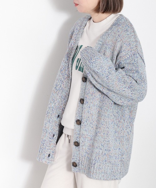 cepo（セポ）の「８色ミックスカラー Vネックカーディガン（カーディガン/ボレロ・レディース・ブルー/ピンク/グリーン・M）」の11枚目の写真