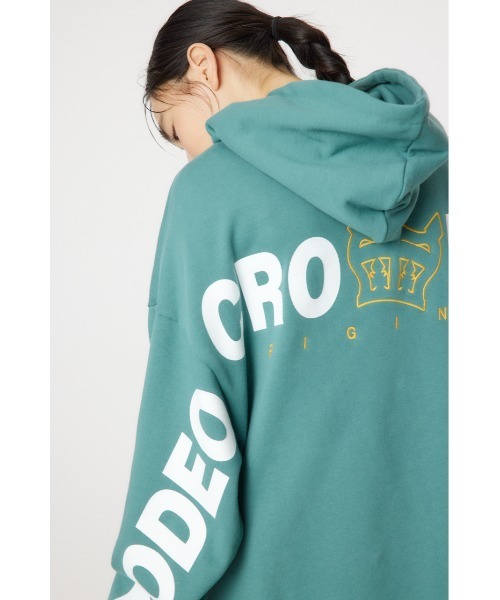 RODEO CROWNS WIDE BOWL（ロデオクラウンズワイドボウル）の「オーバービッグロゴパーカー（パーカー・レディース・ブラック/グリーン/スモークピンク・FREE）」の14枚目の写真