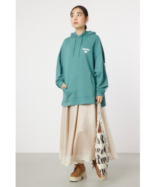 RODEO CROWNS WIDE BOWL（ロデオクラウンズワイドボウル）の「オーバービッグロゴパーカー（パーカー・レディース・ブラック/グリーン/スモークピンク・FREE）」の15枚目の写真