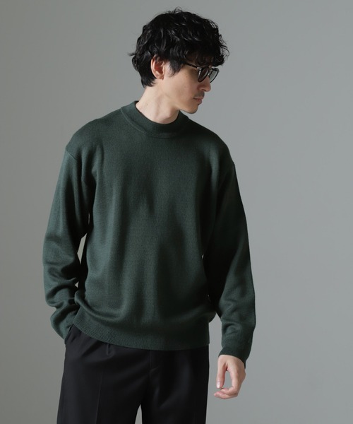 NANO universe（ナノユニバース）の「タスマニアミックス ミラノリブリラックスモックネックニット（ニット/セーター・メンズ・レッド系その他2/ブラック/グリーン/ネイビー/グレー系その他4・S/M/L）」の4枚目の写真