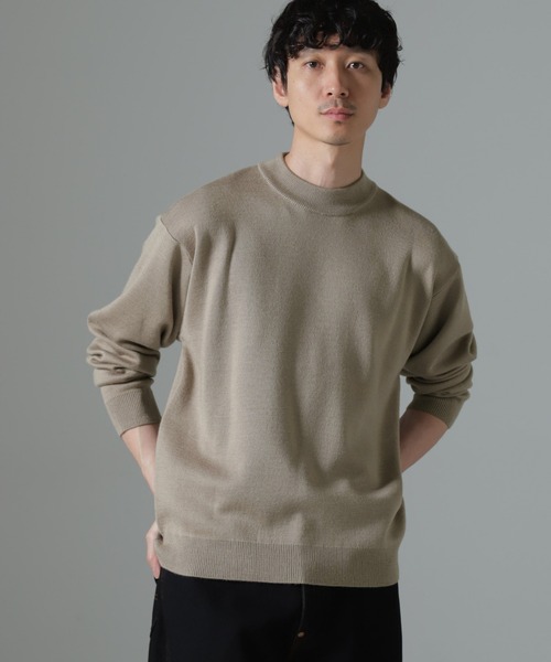 NANO universe（ナノユニバース）の「タスマニアミックス ミラノリブリラックスモックネックニット（ニット/セーター・メンズ・レッド系その他2/ブラック/グリーン/ネイビー/グレー系その他4・S/M/L）」の3枚目の写真