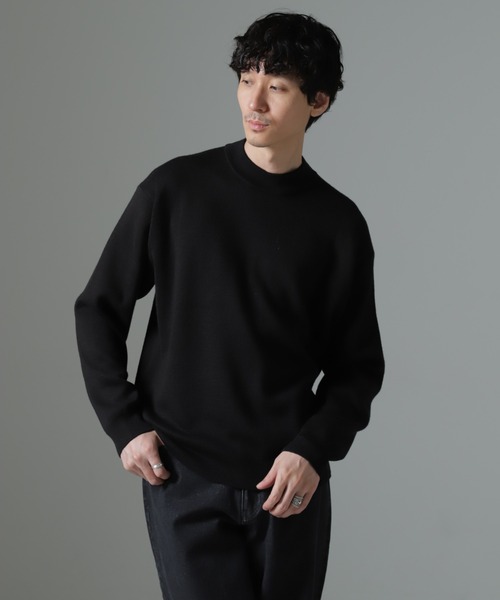 NANO universe（ナノユニバース）の「タスマニアミックス ミラノリブリラックスモックネックニット（ニット/セーター・メンズ・レッド系その他2/ブラック/グリーン/ネイビー/グレー系その他4・S/M/L）」の2枚目の写真