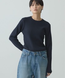 バイパチクルーネックリブニットプルオーバー