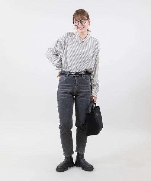 meeny miny（ミーニーマイニー）の「【meeny miny】【旭山動物園応援商品】ホッキョクグマ刺繍シャツ（シャツ/ブラウス・レディース・グレー/ネイビー・MEDIUM）」の8枚目の写真