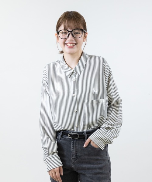 meeny miny（ミーニーマイニー）の「【meeny miny】【旭山動物園応援商品】ホッキョクグマ刺繍シャツ（シャツ/ブラウス・レディース・グレー/ネイビー・MEDIUM）」の17枚目の写真