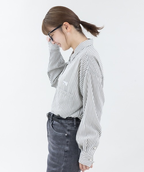 meeny miny（ミーニーマイニー）の「【meeny miny】【旭山動物園応援商品】ホッキョクグマ刺繍シャツ（シャツ/ブラウス・レディース・グレー/ネイビー・MEDIUM）」の20枚目の写真