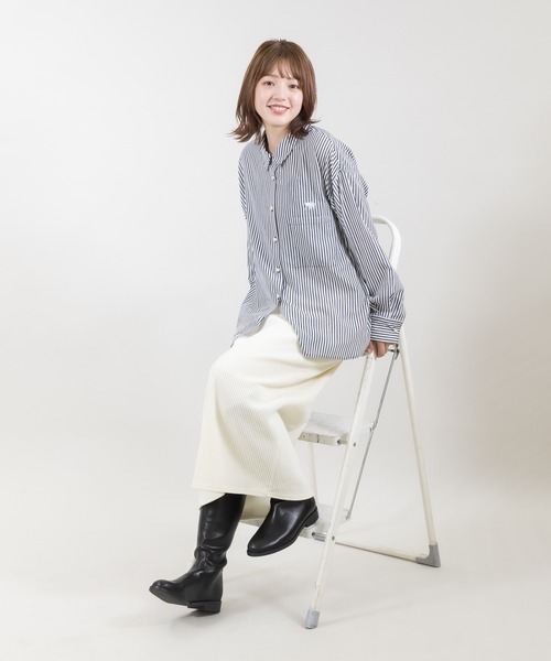 meeny miny（ミーニーマイニー）の「【meeny miny】【旭山動物園応援商品】ホッキョクグマ刺繍シャツ（シャツ/ブラウス・レディース・グレー/ネイビー・MEDIUM）」の5枚目の写真