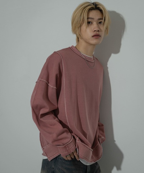 SENSE OF PLACE by URBAN RESEARCH(センスオブプレイスバイアーバンリサーチ)の「フェードパネルクルーネックスウェット(スウェット・メンズ・チャコールグレー/ピンク/グリーン・MEDIUM/LARGE)」の1枚目の写真