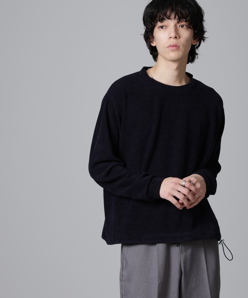 NANO universe（ナノユニバース）の「モールライクドローコードプルオーバー 長袖（Tシャツ/カットソー・メンズ・カーキ/ネイビー/ベージュ・L/M）」の3枚目の写真