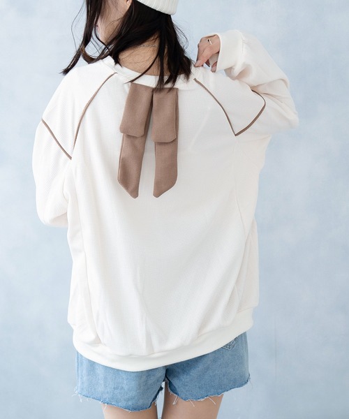 NinaetLina（ニナエリナ）の「バックリボンプルオーバー（Tシャツ/カットソー・レディース・アイボリー/ブラウン/グレー・FREE）」の7枚目の写真