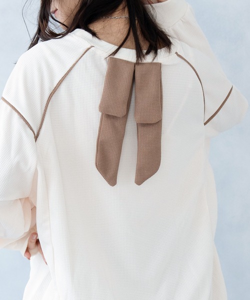 NinaetLina（ニナエリナ）の「バックリボンプルオーバー（Tシャツ/カットソー・レディース・アイボリー/ブラウン/グレー・FREE）」の8枚目の写真
