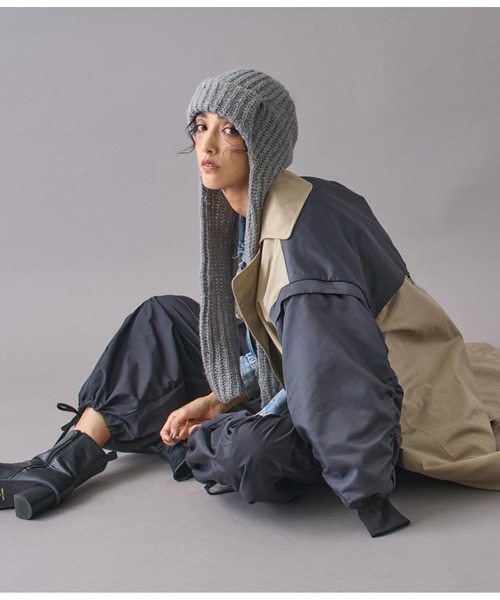 Settimissimo（セッティミッシモ）の「モヘヤロングイヤーマフラーニットキャップ（ニットキャップ/ビーニー・レディース・アイボリー/ブラック/グレー・FREE）」の15枚目の写真