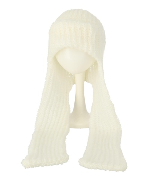 Settimissimo（セッティミッシモ）の「モヘヤロングイヤーマフラーニットキャップ（ニットキャップ/ビーニー・レディース・アイボリー/ブラック/グレー・FREE）」の17枚目の写真