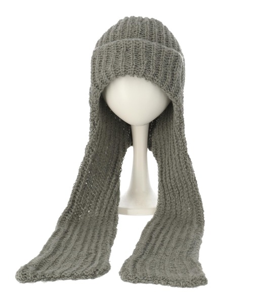 Settimissimo（セッティミッシモ）の「モヘヤロングイヤーマフラーニットキャップ（ニットキャップ/ビーニー・レディース・アイボリー/ブラック/グレー・FREE）」の19枚目の写真